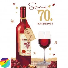 Voščilnica z notranjim verzom - 70 Rdeče Vino